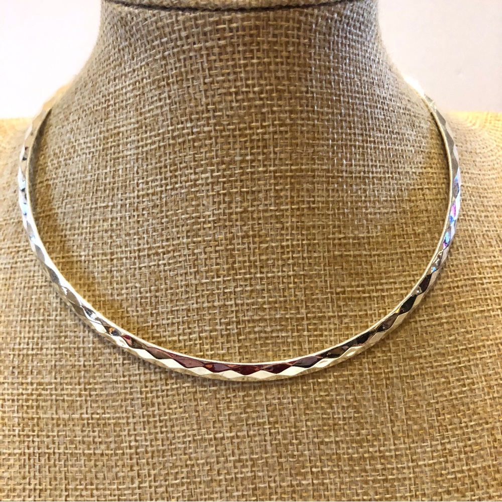 Best Signed Torque Necklace Choker Collar Silver Tone Textured